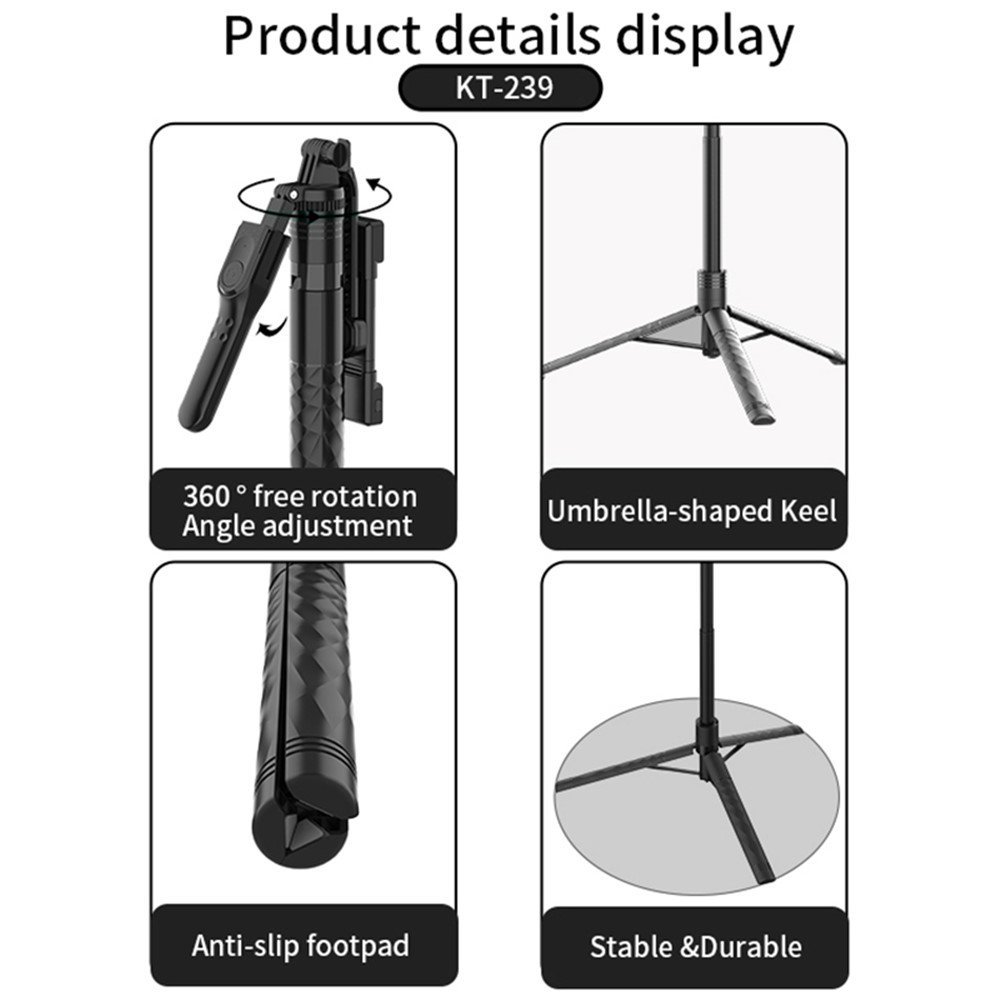 JMARY KT-239 Camera/Phone Selfie Stick Tripod - Image 5