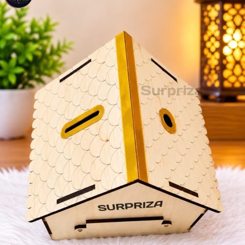 Wooden Bank House Shape Piggy Bank Home Decor